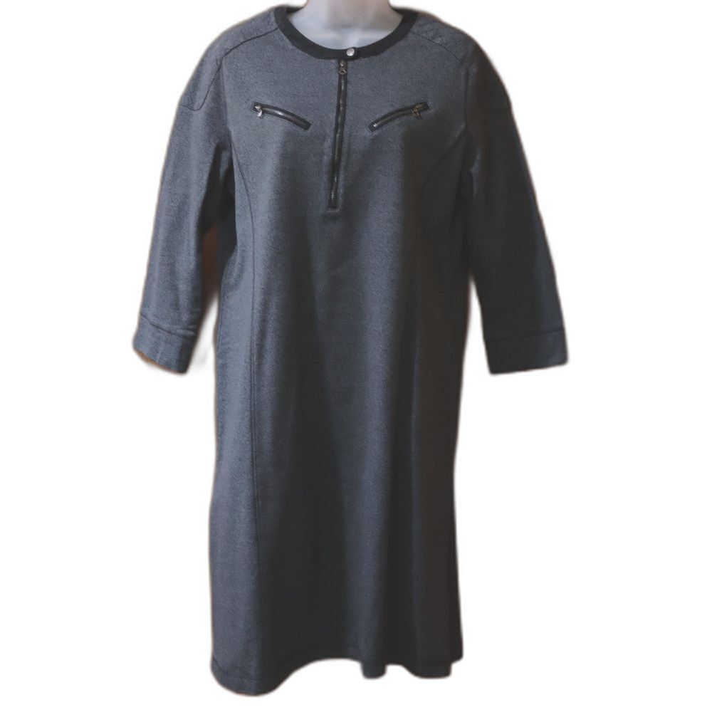 Ralph Lauren Gray Zipper Detail Shift Dress Large Modern Minimalist